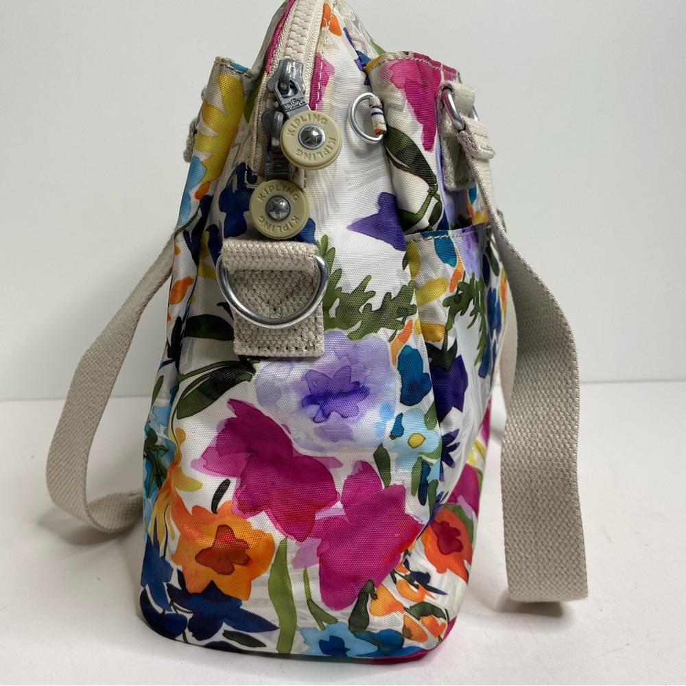 Kipling Multicolor Floral Bethel Shoulder Bag Purse Water Color Multi Pocket - Picture 9 of 15
